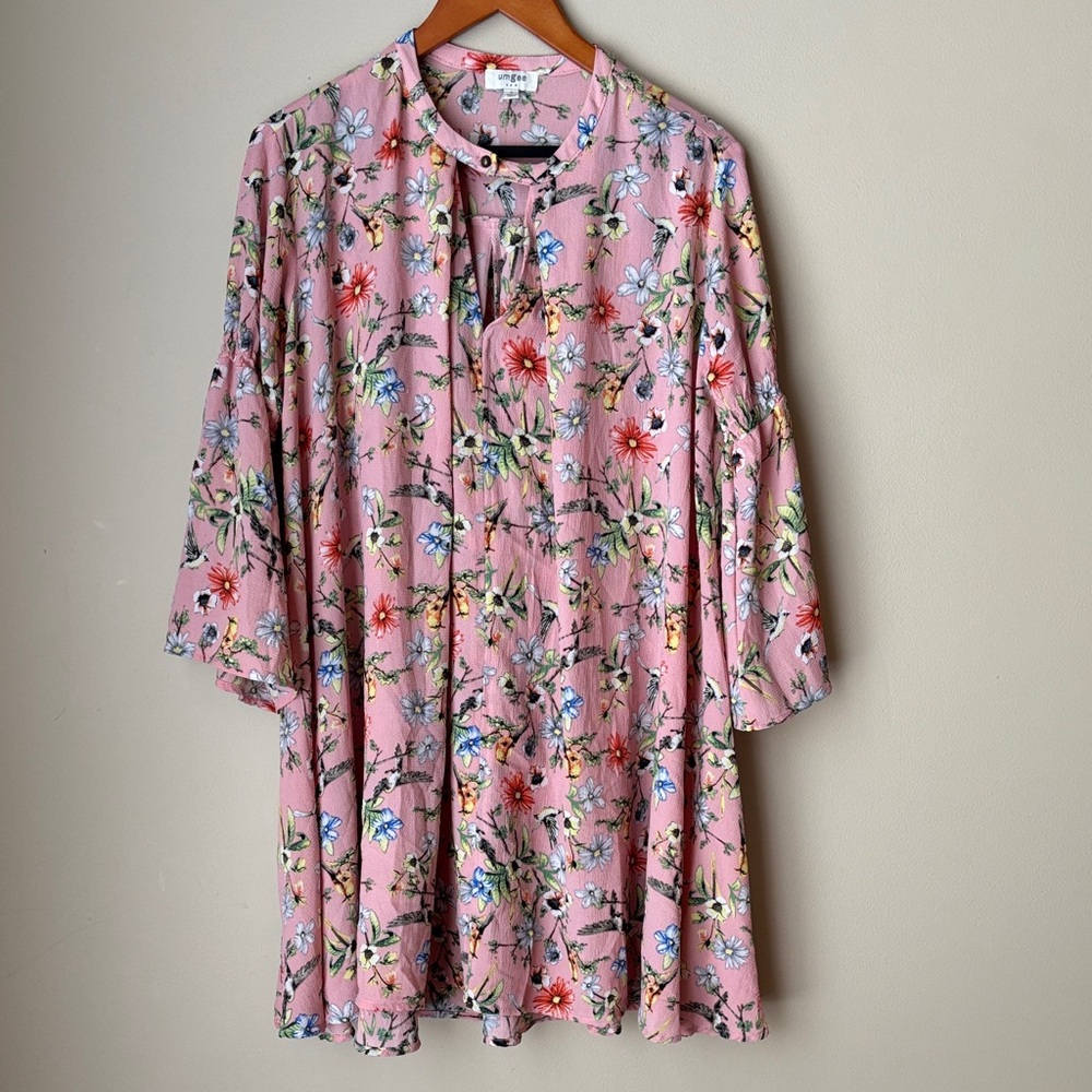 Umgee Women’s Dress Boho Festival Flowy Pink Floral Patterned Dress